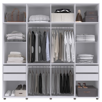 Guarda-Roupa Casal 8 Portas 4 Gavetas Branco 2022 - Percasa