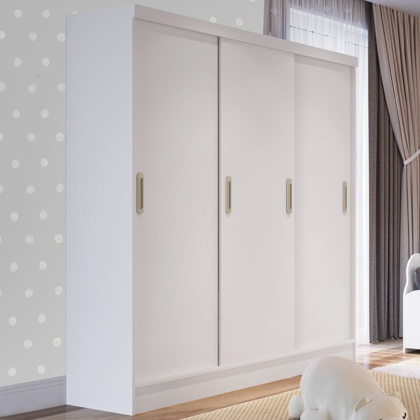 Guarda-Roupa Solteiro 3 Portas 2 Gavetas Branco 2029 - Percasa