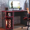 Mesa Gamer 2 Prateleiras Preto Fosco/Vermelho 3875 - Qmovi