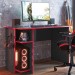 Mesa Gamer 2 Prateleiras Preto Fosco/Vermelho 3875 - Qmovi