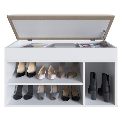 Sapateira Baú 3 Nichos Branco Sp080 – Completa Móveis