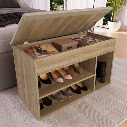 Sapateira Baú 3 Nichos Oak Sp080 – Completa Móveis