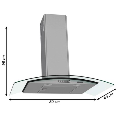 Coifa de Parede Vidro Curvo Duto Slim 80 Cm 127v Inox - Fogatti
