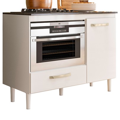 Balcão de Cozinha para Cooktop Fit 1 Porta 1 Gaveta Branco - Nicioli