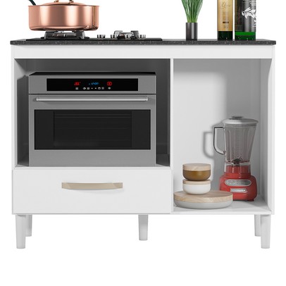 Balcão de Cozinha para Cooktop Fit 1 Porta 1 Gaveta Branco - Nicioli