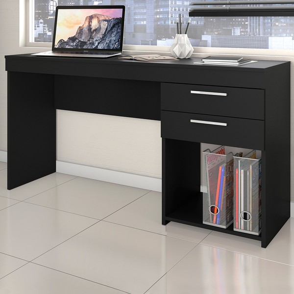 Mesa para Escritório Office 2 Gavetas Preto Tx - Notavel