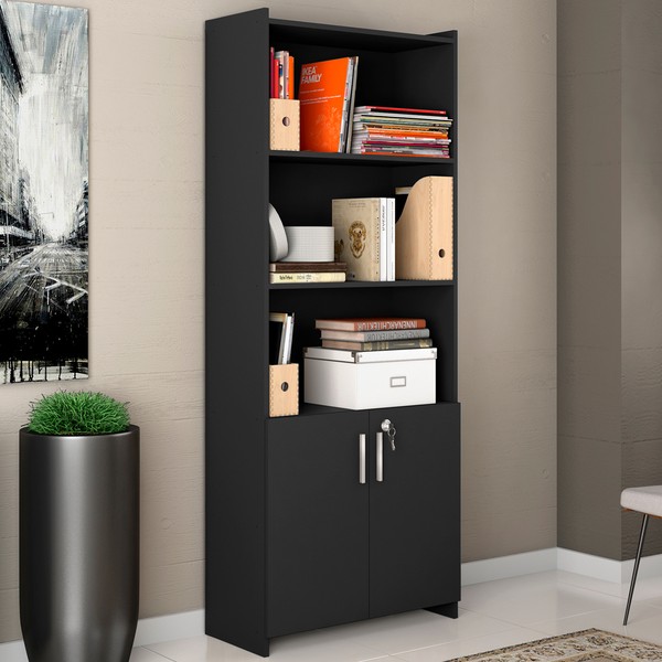 Armário para Escritório 2 Portas Preto Tx 56118 - Notável