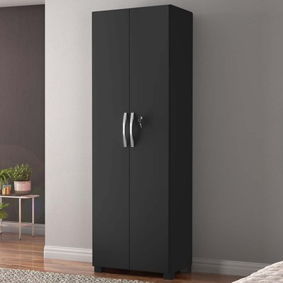 Armário Multiuso 2 Portas 4 Prateleiras Preto Tx Nt4020 – Notável