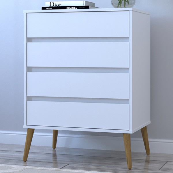 Cômoda Fiori 4 Gavetas Branco/Madeirado - Robel
