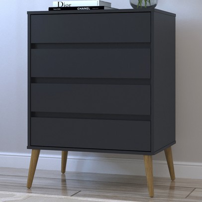 Cômoda Fiori 4 Gavetas Preto Fosco - Robel