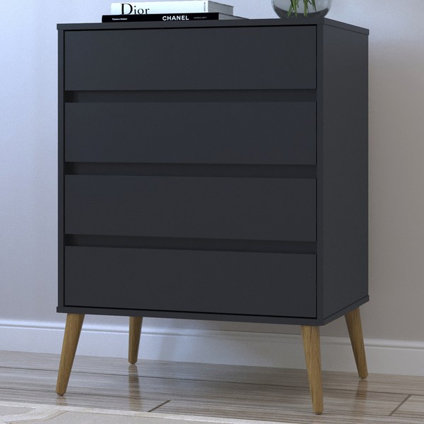 Cômoda Fiori 4 Gavetas Preto Fosco - Robel