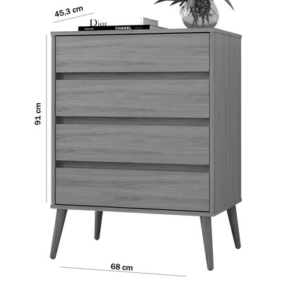 Cômoda Fiori 4 Gavetas Preto Fosco - Robel