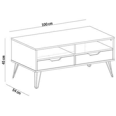 Mesa de Centro Estocolmo 2 Gavetas Carvalho/Grafite/Branco - Artely