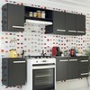 Cozinha Compacta Ana 7 Portas 2 Gavetas Preto Fosco - Panorama Móveis