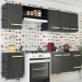Cozinha Compacta Ana 7 Portas 2 Gavetas Preto Fosco - Panorama Móveis