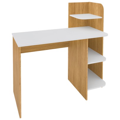 Mesa Escrivaninha Link 3 Prateleiras Carvalho/Branco - Artely