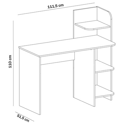Mesa Escrivaninha Link 3 Prateleiras Carvalho/Branco - Artely
