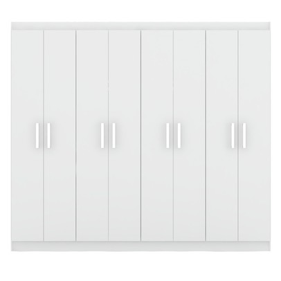 Guarda-Roupa Casal Ele e Ela 8 Portas 8 Prateleiras Malbec Branco Fosco - Panorama Móveis