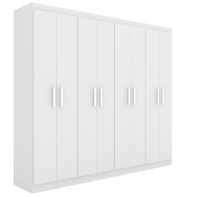 Guarda-Roupa Casal Ele e Ela 8 Portas 8 Prateleiras Malbec Branco Fosco - Panorama Móveis
