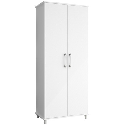 Armário Multiuso Slim 2 Portas 4 Prateleiras Branco - Percasa