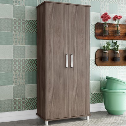 Armário Multiuso Slim 2 Portas 4 Prateleiras Carvalho - Percasa