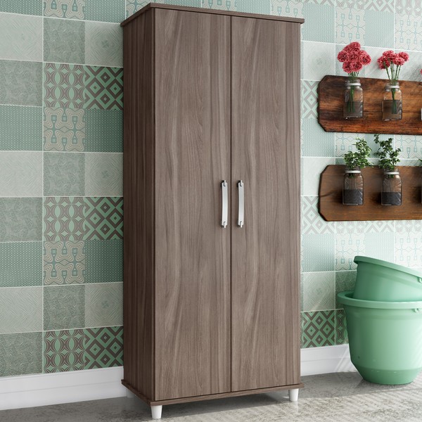 Armário Multiuso Slim 2 Portas 4 Prateleiras Carvalho - Percasa