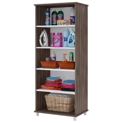 Armário Multiuso Slim 2 Portas 4 Prateleiras Carvalho - Percasa