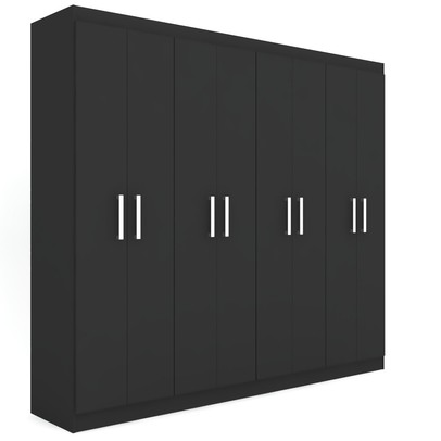 Guarda-Roupa Casal Ele e Ela 8 Portas 8 Prateleiras Malbec Preto Fosco - Panorama Móveis