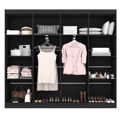 Guarda-Roupa Casal Ele e Ela 8 Portas 8 Prateleiras Malbec Preto Fosco - Panorama Móveis
