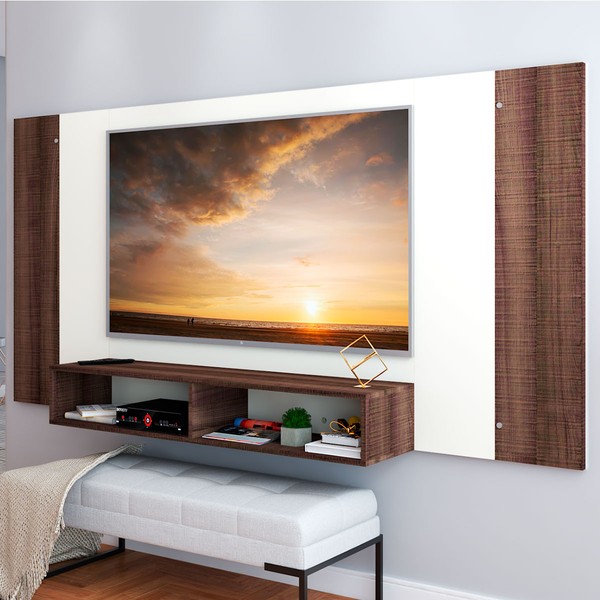 Painel para TV Até 55 Polegadas Orlando 2 Nichos Castanho/Off White - Panorama Móveis