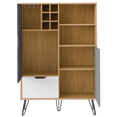 Armário de Cozinha Estocolmo 2 Portas 1 Gaveta Carvalho/Grafite/Branco/Prata - Artely