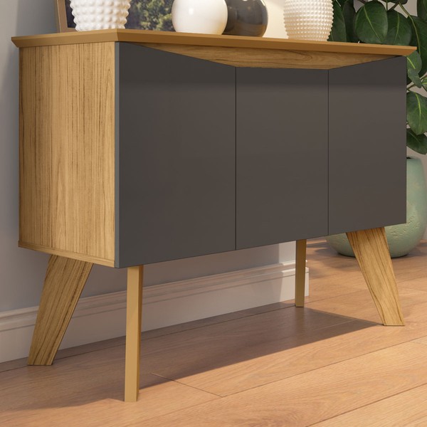 Aparador Balcão Buffet 3 Portas Oásis Carvalho/Grafite - Artely