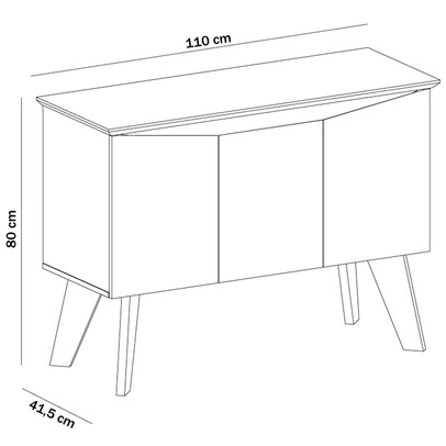 Aparador Balcão Buffet 3 Portas Oásis Pinho/Off White - Artely