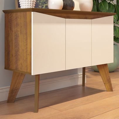 Aparador Balcão Buffet 3 Portas Oásis Pinho/Off White - Artely