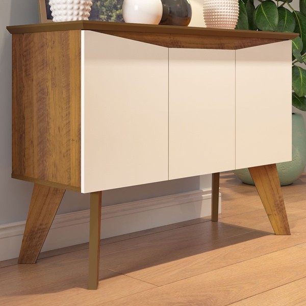 Aparador Balcão Buffet 3 Portas Oásis Pinho/Off White - Artely