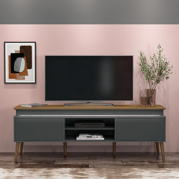 Rack para TV Até 75 Polegadas com Led Lumina 2 Portas Carvalho/Grafite - Artely