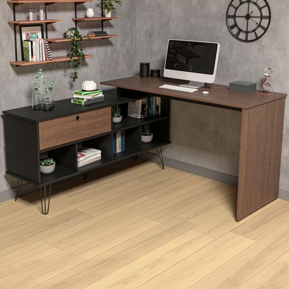 Mesa Escrivaninha Dubai 1 Porta Ipe/Preto - Artany