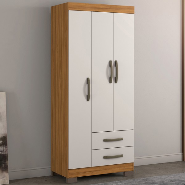 Guarda-Roupa Infantil 3 Portas 2 Gavetas Freijó Trend/Off White Nt5000 - Notável