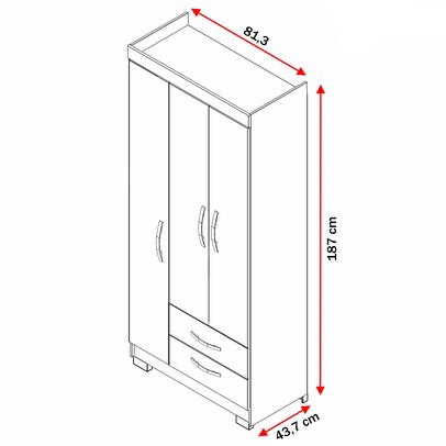 Guarda-Roupa Infantil 3 Portas 2 Gavetas Freijó Trend/Off White Nt5000 - Notável