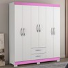 Guarda-Roupa Casal 6 Portas 2 Gavetas Branco New/Rosa Nt5130 - Notável