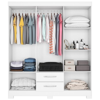 Guarda-Roupa Casal 6 Portas 2 Gavetas Branco New/Rosa Nt5130 - Notável