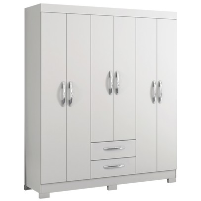 Guarda-Roupa Casal 6 Portas 2 Gavetas Branco New/Rosa Nt5130 - Notável