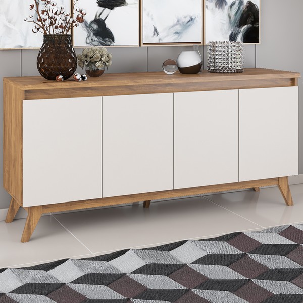 Balcão Buffet Stylo 4 Portas Seda/Off White - Viero Móveis