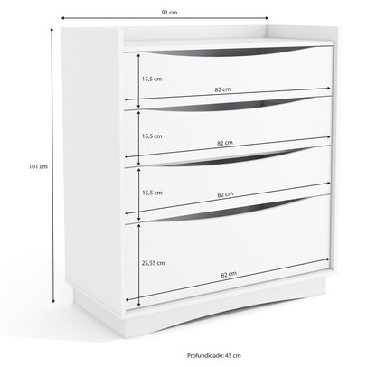 Cômoda 4 Gavetas Branco M260 - Kappesberg