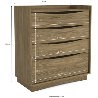 Cômoda 4 Gavetas Nogueira M260 - Kappesberg