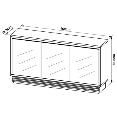 Balcão Buffet 3 Portas 1 Gaveta com Espelho Natural Bb2609 - Tecno Mobili