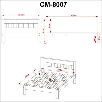 Cama de Casal Branco Cm8007 - Tecno Mobili