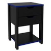 Mesa de Cabeceira 2 Gavetas Preto/Azul Me4163 - Tecnomobili