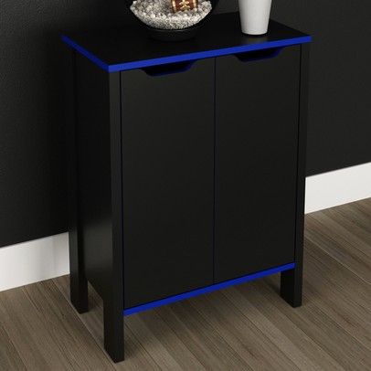 Armário para Escritório 2 Portas Preto/Azul Me4164 - Tecno Mobili