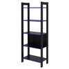 Estante para Livros 5 Prateleiras Preto/Azul Me4166 - Tecno Mobili